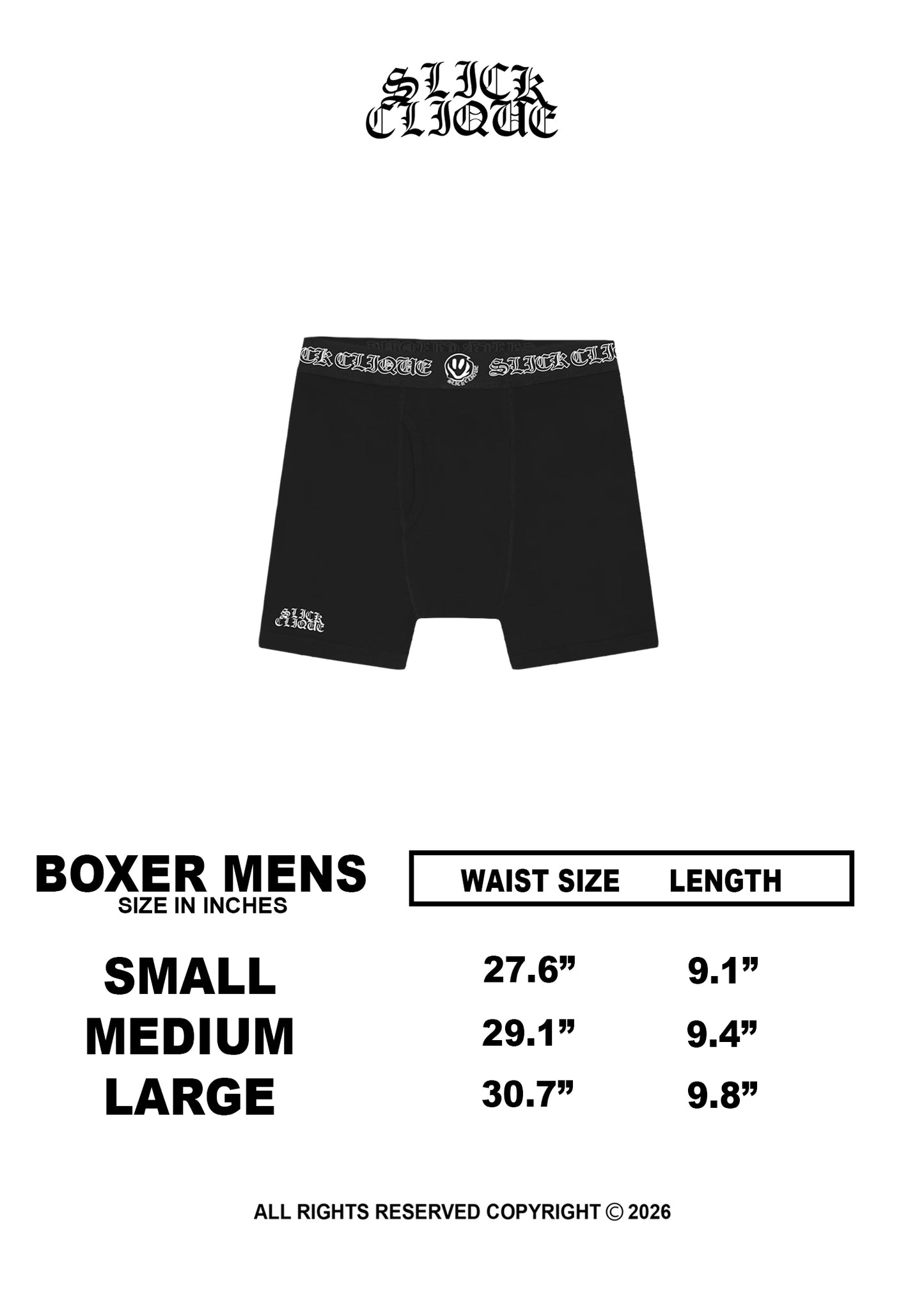 SLICK CLIQUE MEN BLACK BOXER 3PCS BUNDLE