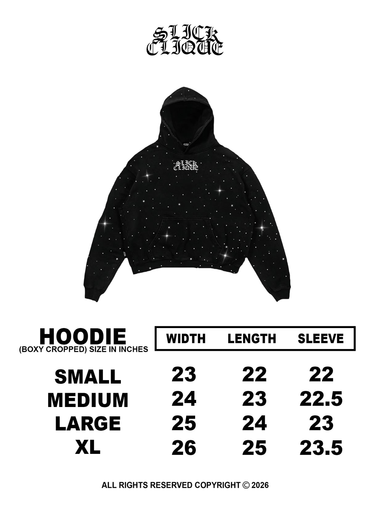 SLICK CLIQUE RHINESTONE ALL OVER HOODIE BLACK