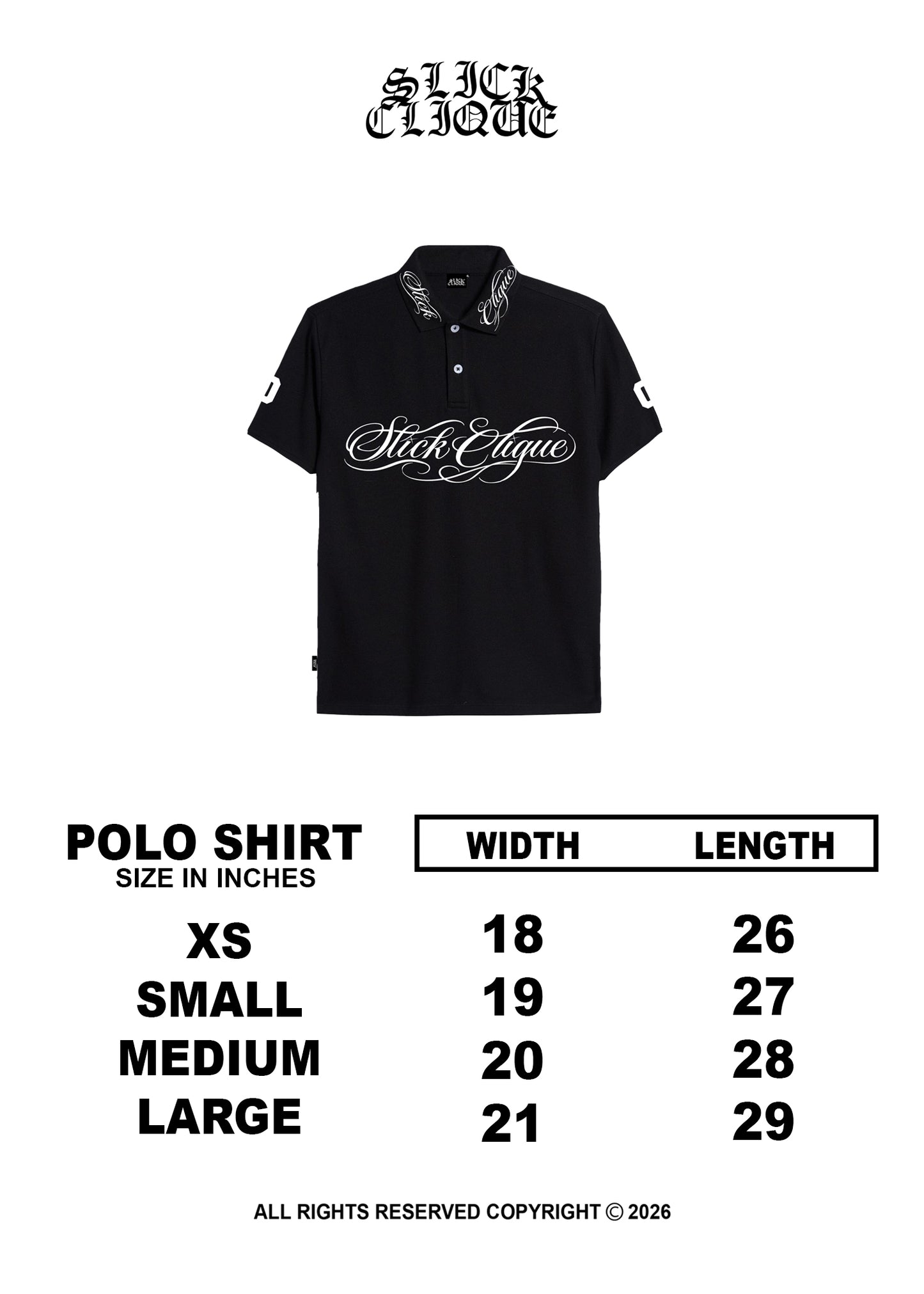 SLICK CLIQUE GHETTO SCRIPT WHITE POLO SHIRT