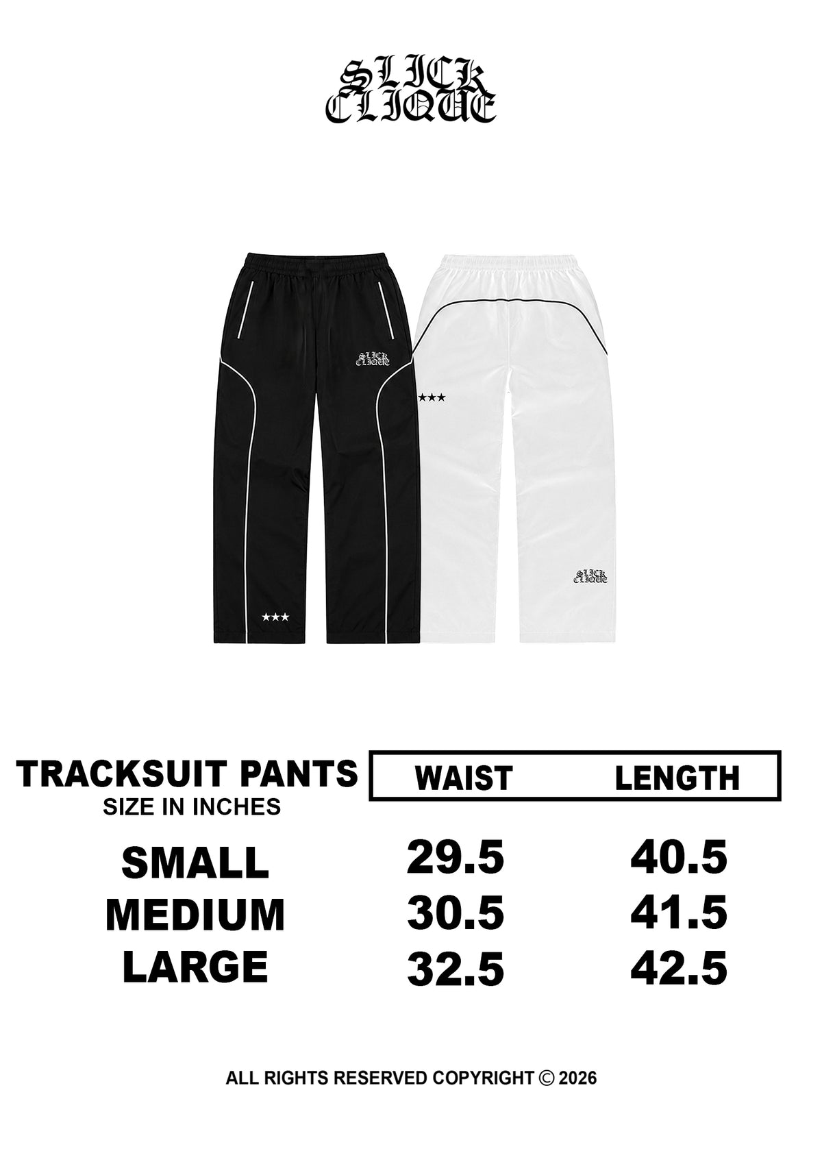 SLICK CLIQUE TRACK PANTS BLACK