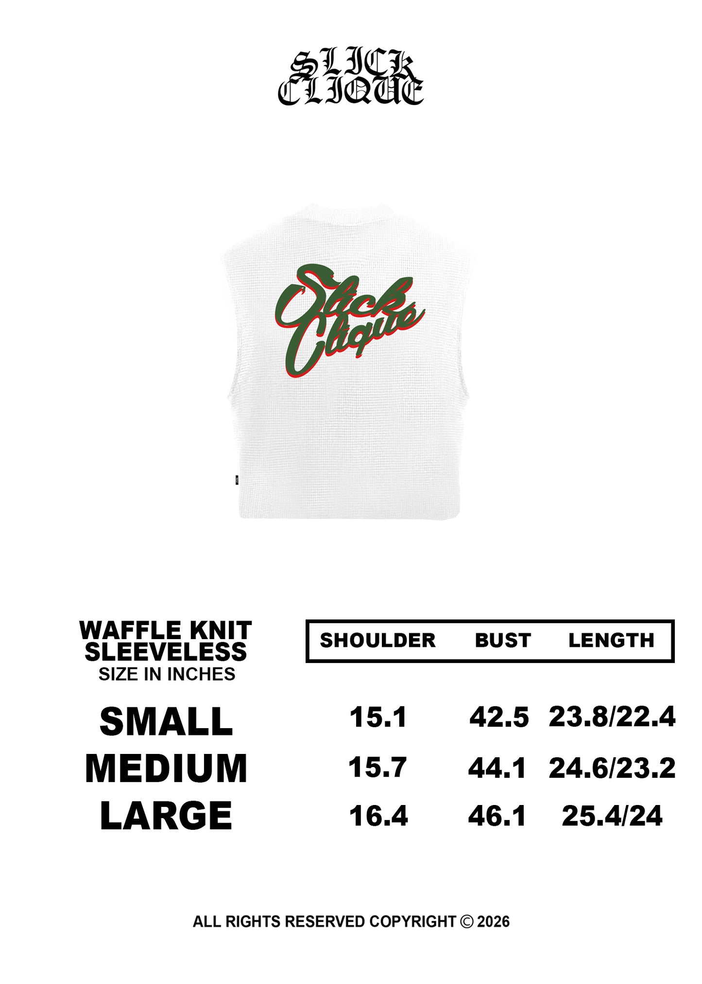 SLICK CLIQUE WAFFLE KNIT WHITE SLEEVELESS