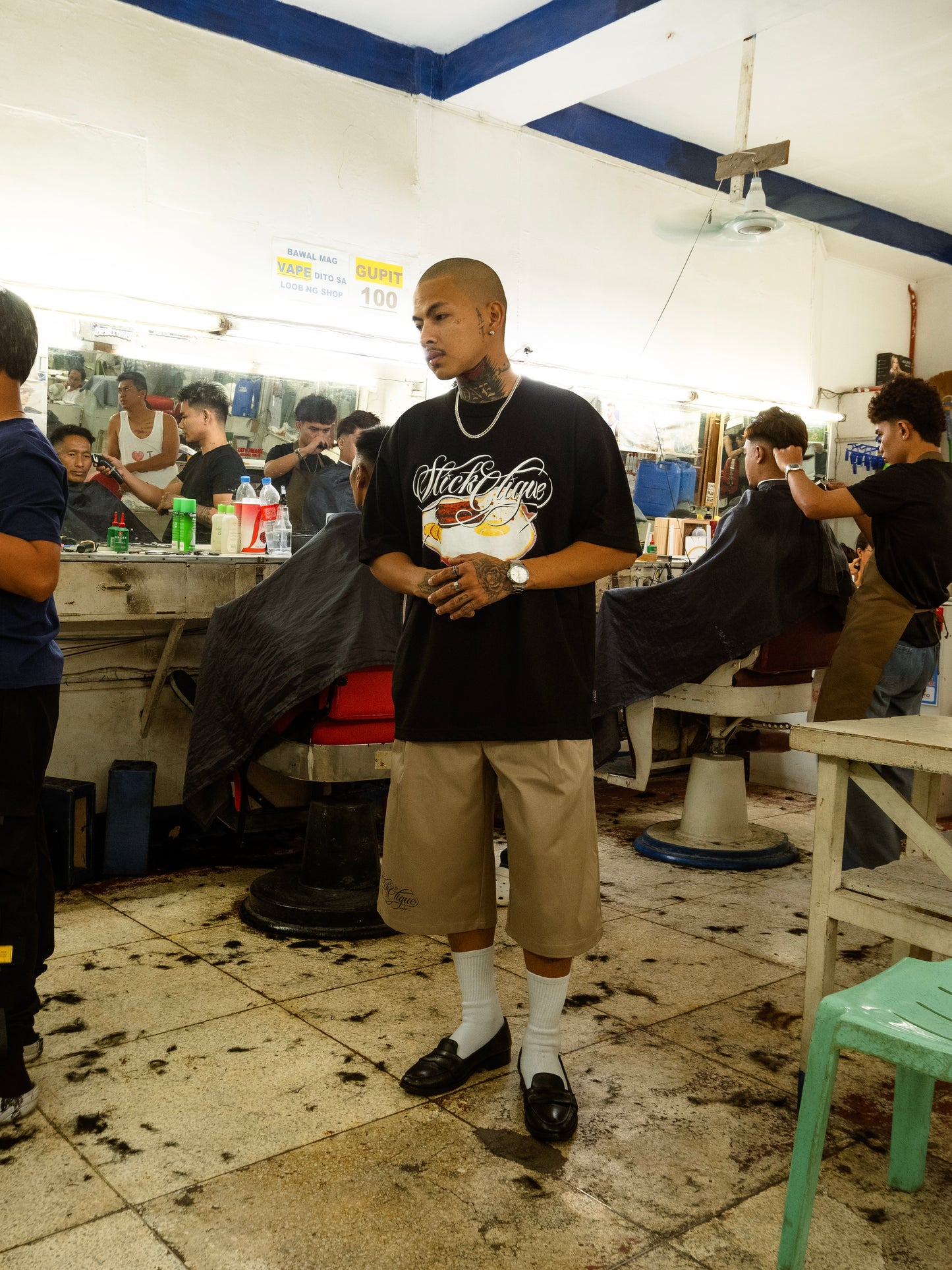 SLICK CLIQUE GHETTO SCRIPT KHAKI SHORT