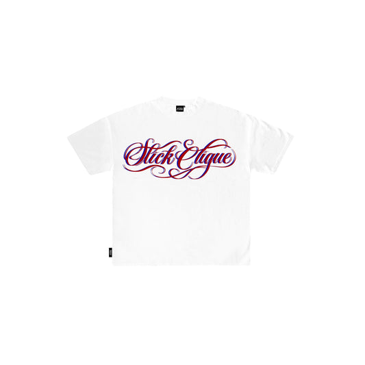SLICK CLIQUE GHETTO SCRIPT WHITE TEE