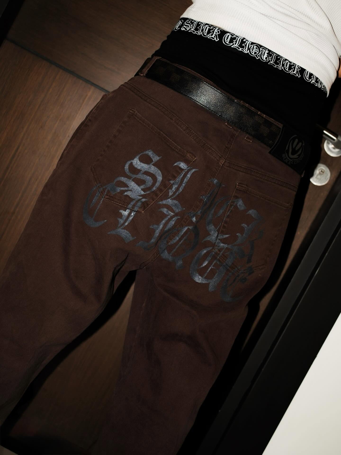 SLICK CLIQUE BROWN STRAIGHT CUT PANTS