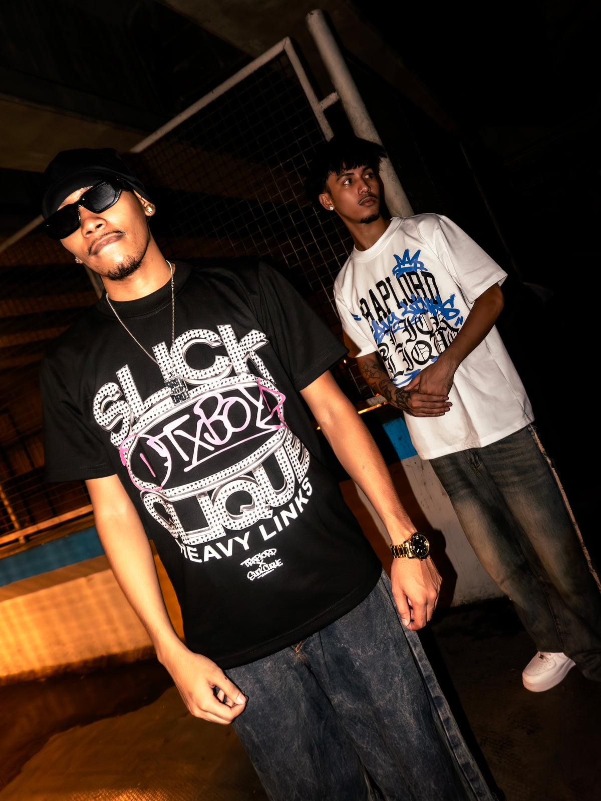 SLICK CLIQUE X TRAPLORD HEAVY LINKS WHITE TEE