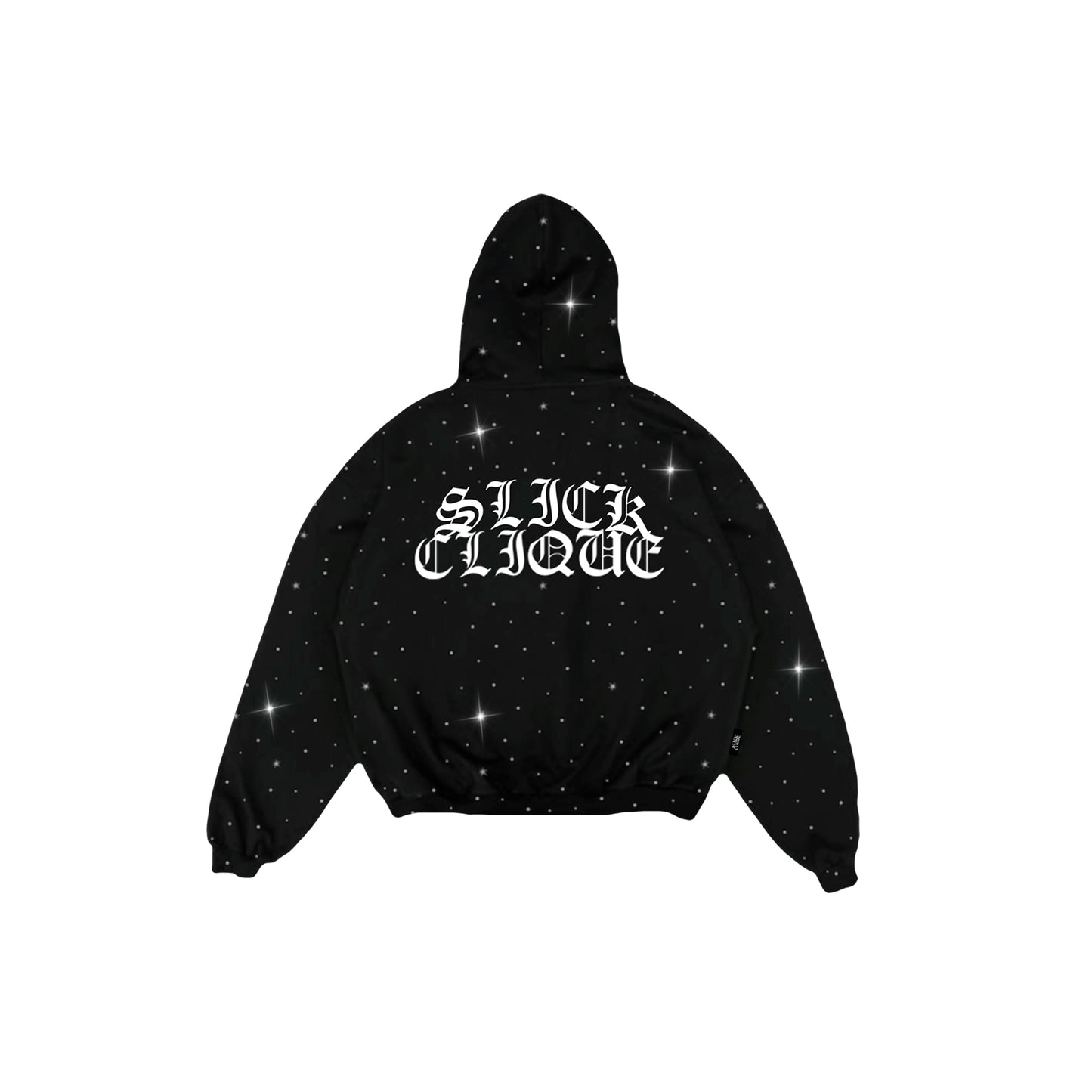 SLICK CLIQUE RHINESTONE BLACK HOODIE ALL OVER