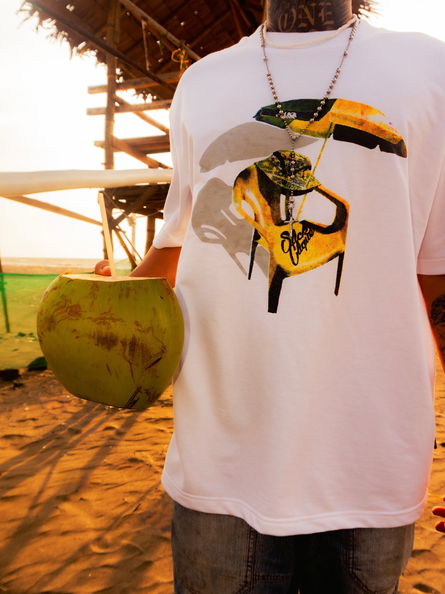 SLICK CLIQUE LEISURE SHADE WHITE TEE