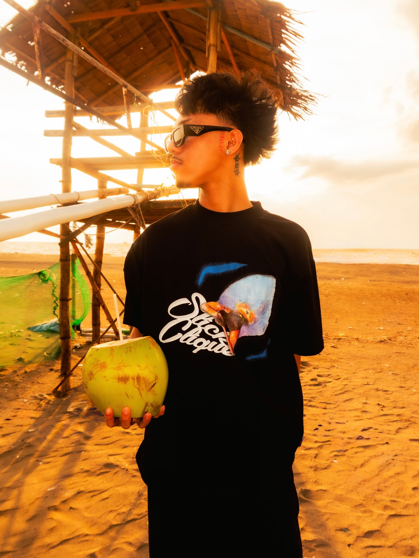 SLICK CLIQUE OCEAN DRIVE BLACK TEE