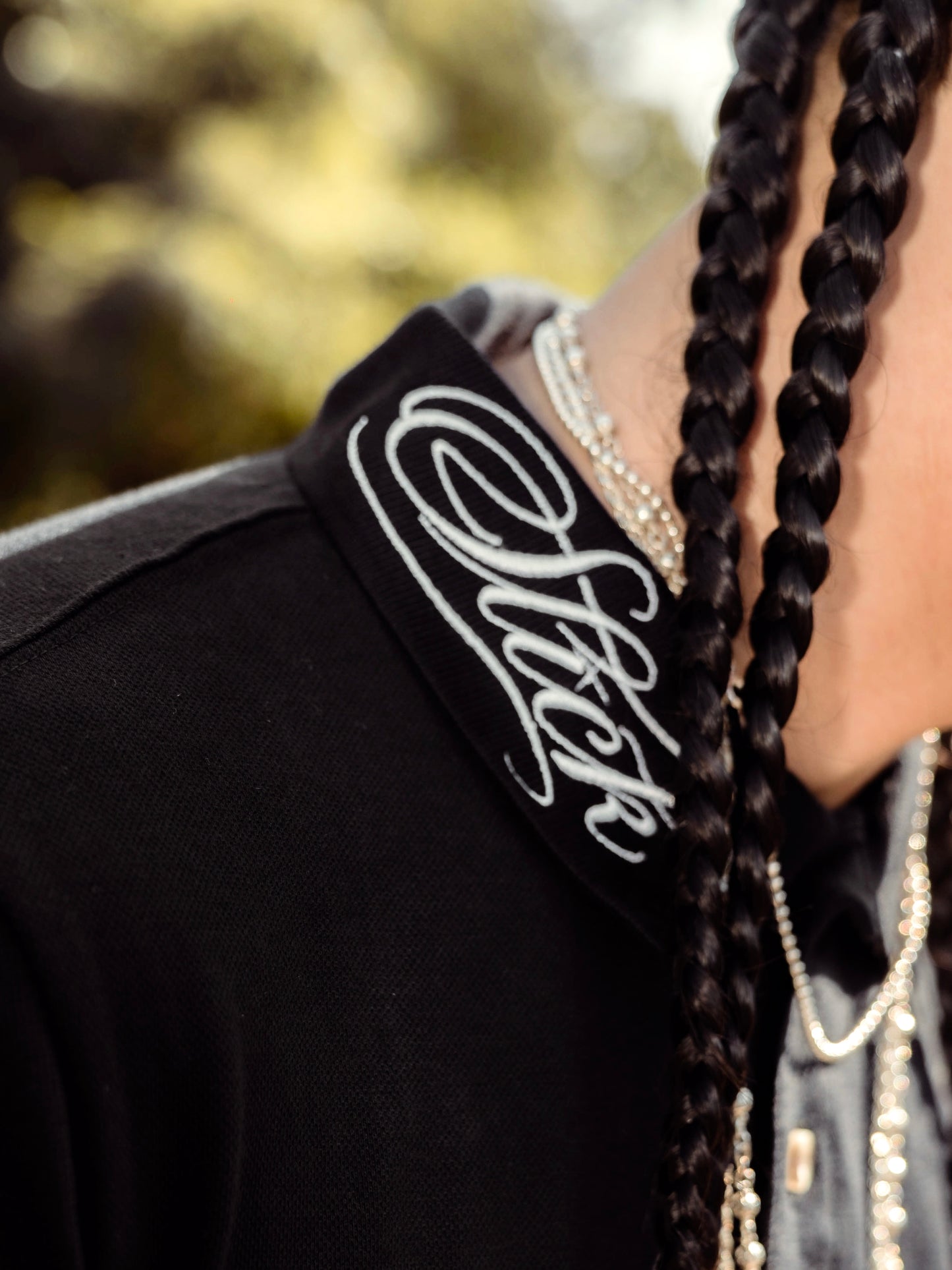 SLICK CLIQUE GHETTO SCRIPT BLACK POLO SHIRT