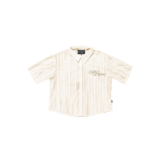 SLICK CLIQUE OPEN-KNIT MESH POLO