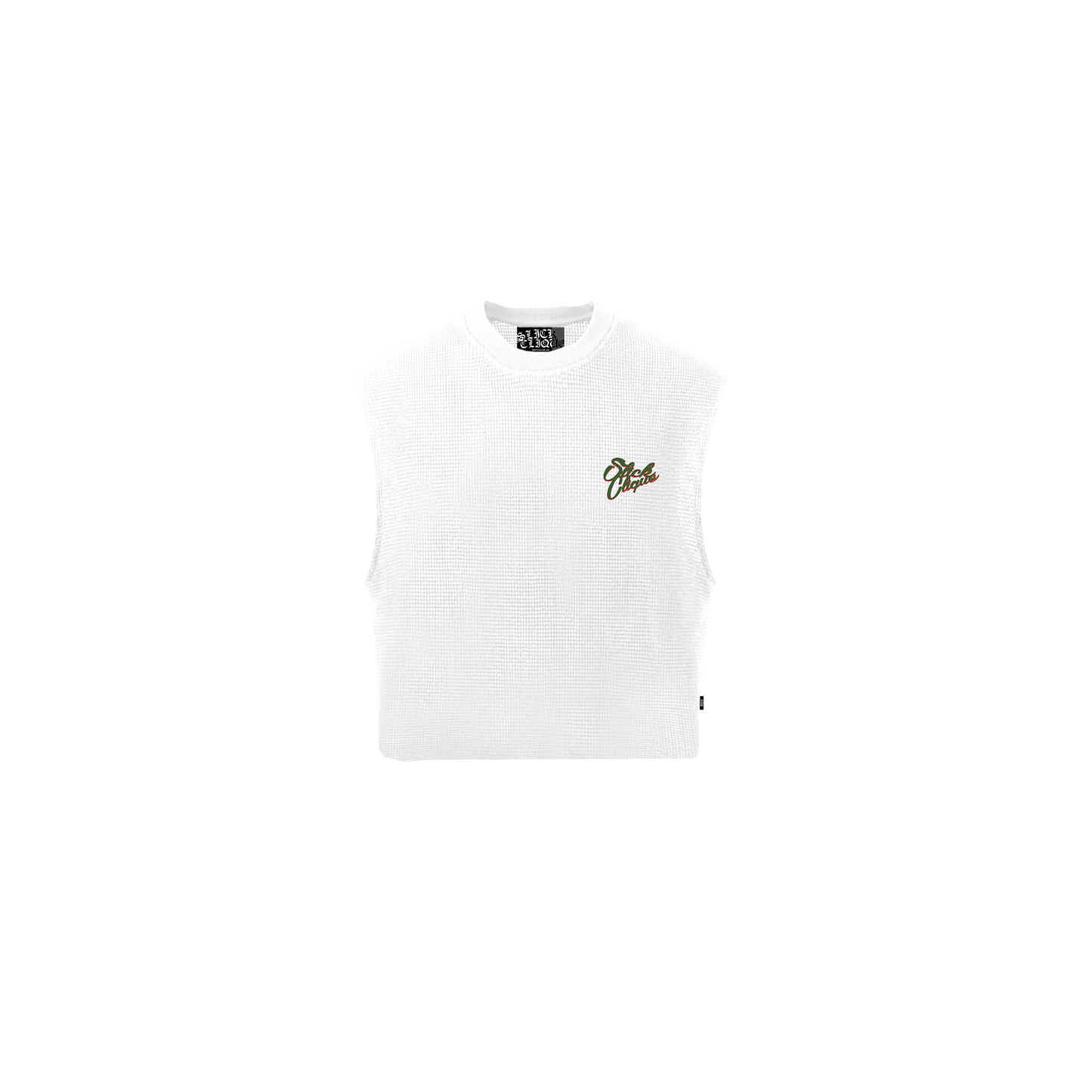 SLICK CLIQUE WAFFLE KNIT WHITE SLEEVELESS