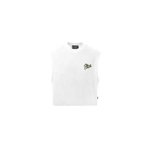 SLICK CLIQUE WAFFLE KNIT WHITE SLEEVELESS