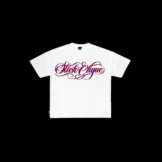 SLICK CLIQUE GHETTO SCRIPT WHITE TEE