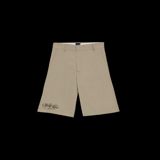 SLICK CLIQUE GHETTO SCRIPT KHAKI SHORT