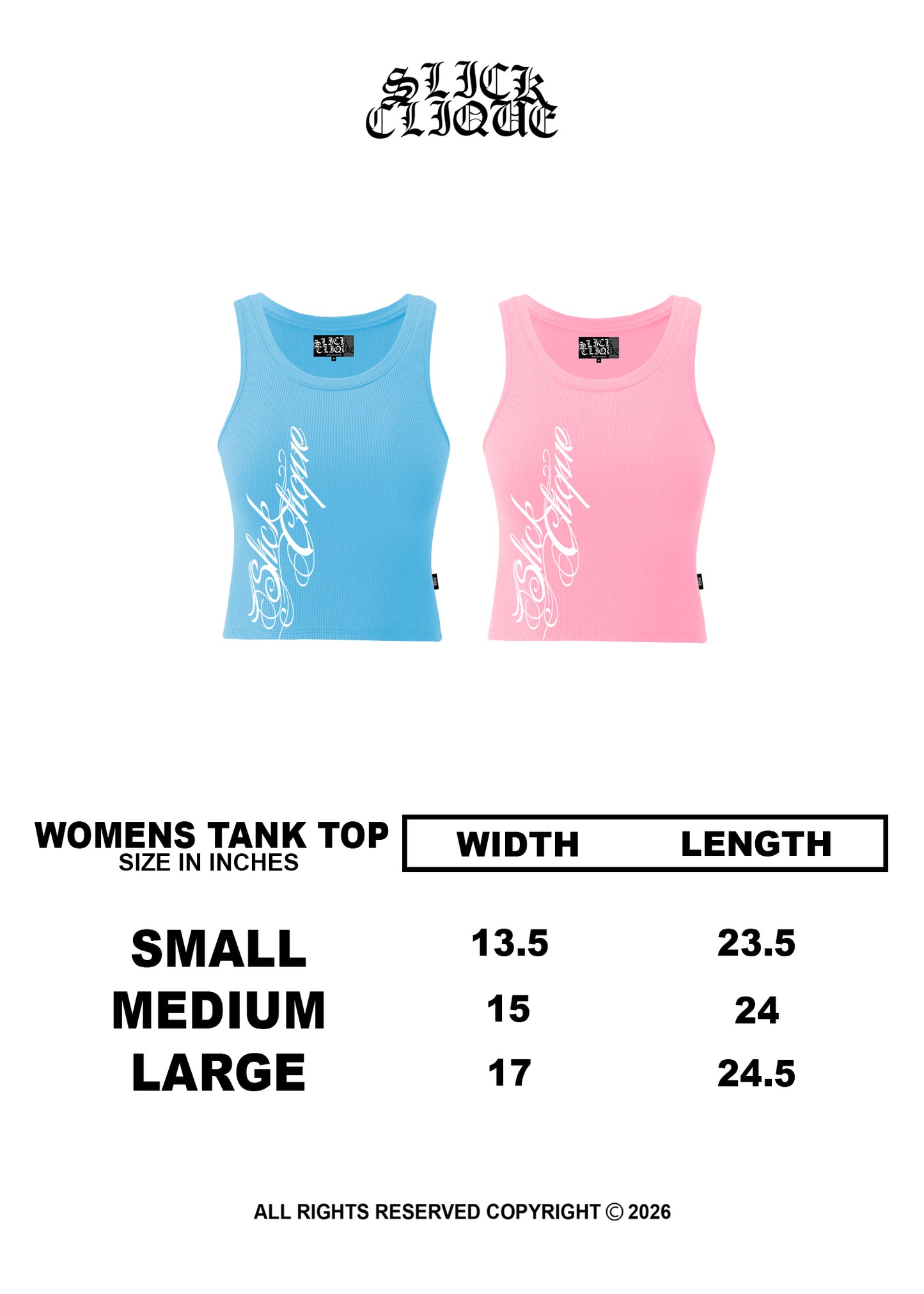 SLICK CLIQUE WOMENS BABY PINK TANK TOP